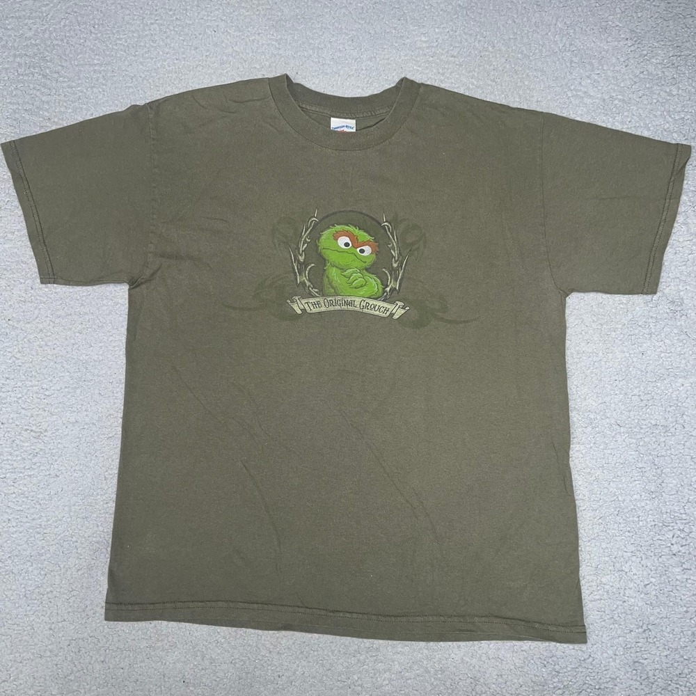 VTG Tennessee River The Original Grouch T Shirt Men Sz L Green Sesame Street Tee
